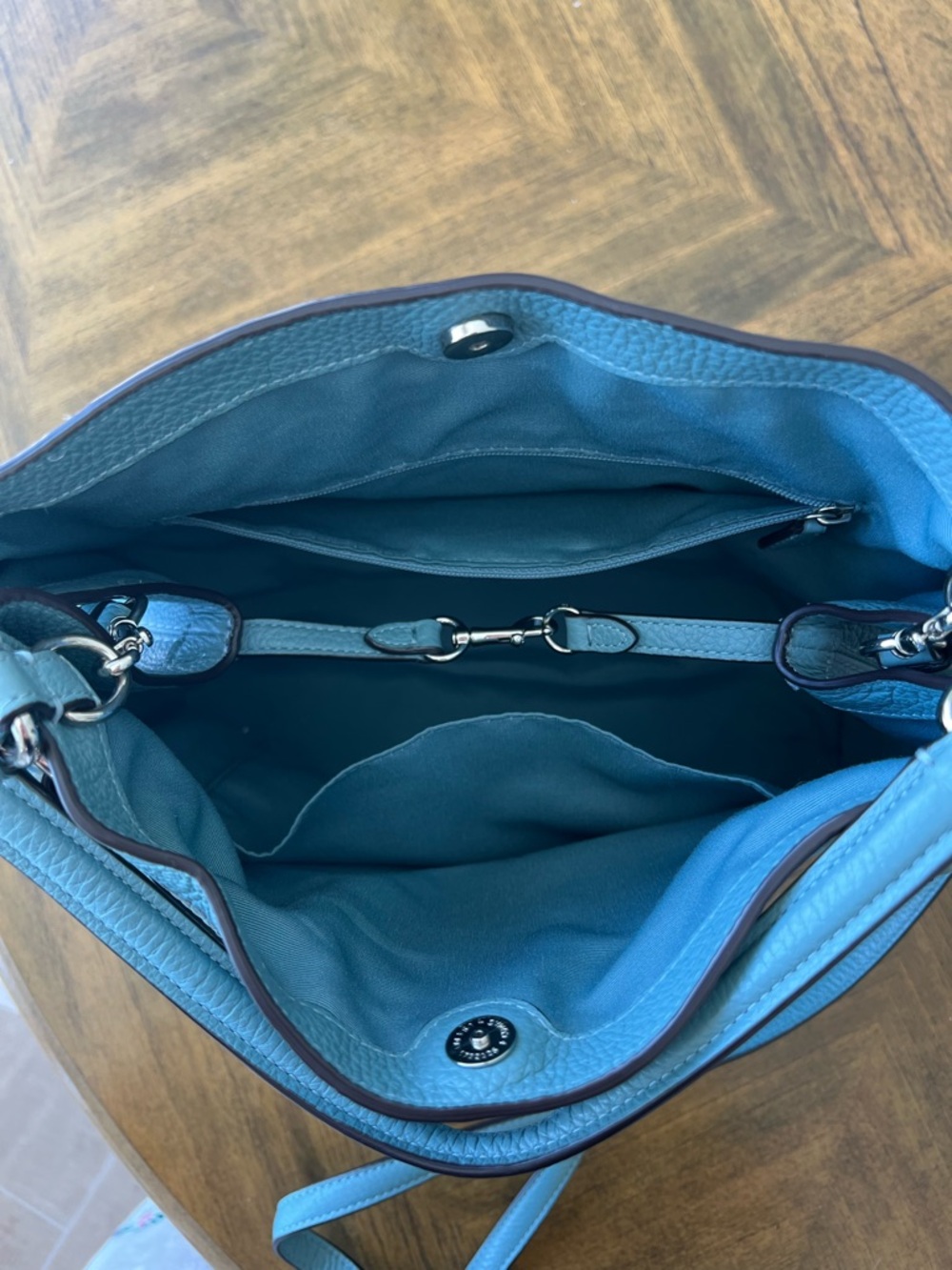 Coach Pebble Leather Shoulder Bag Blue with Shoulder and Crossbody straps - Picture 5 of 12